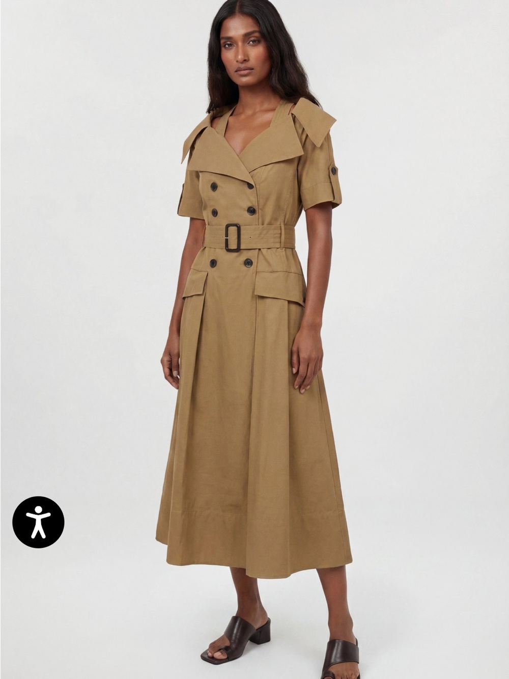 Karen Millen Tailored Cotton Trench Belted Full Skirted Midi Dress